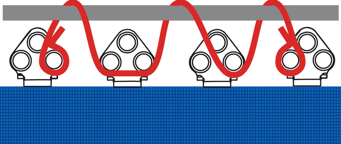 Grafik Variokabel auf Trampolin Rahmen gespannt